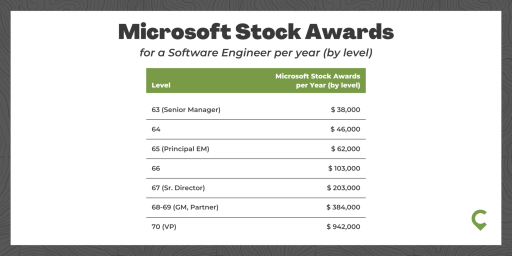 Microsoft Stock Awards by level